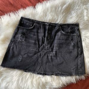 Reformation Black denim mini skirt Westin Raw 31 EUC L XL Y2k